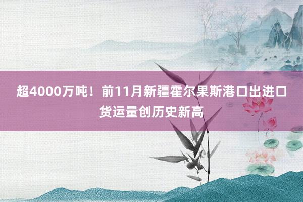 超4000万吨！前11月新疆霍尔果斯港口出进口货运量创历史新高